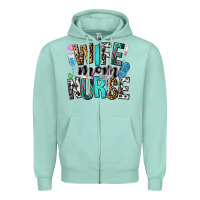 Seafoam wife mom nurse Zipper Hoodie - NancyCooperArtShop