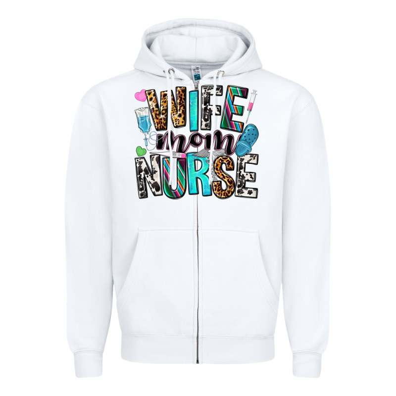 Wife Mom Nurse Zipper Hoodie by NancyCooperArtShop | Teevron