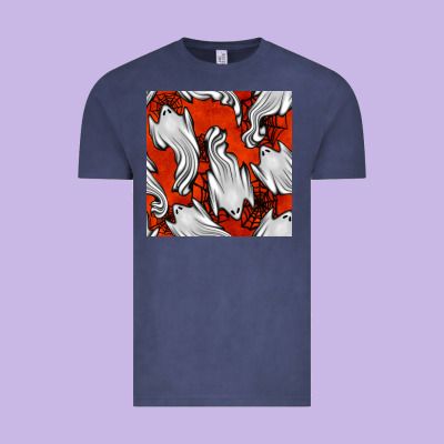 Flying Ghosts Seamless Pattern Vintage Tee Designed By Bundleandbundleshop