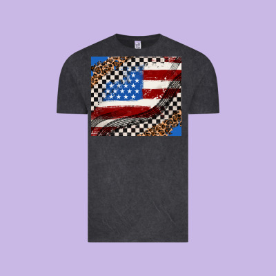 American Flag And Race Flag Vintage Tee Designed By Adodesignshop