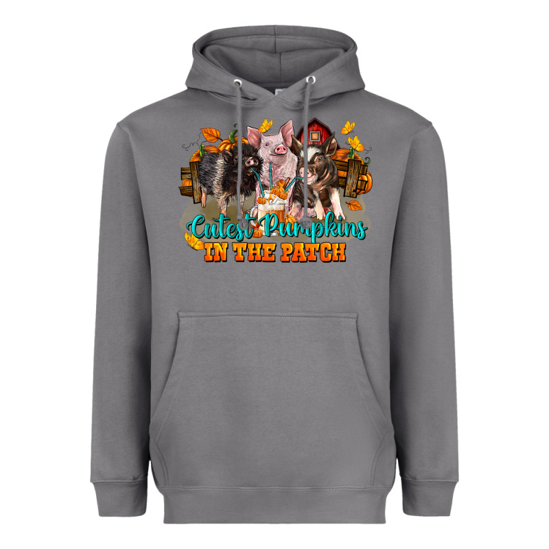 Fall Cutest Pumpkin In The Patch Pig Heavyweight Hoodie by LillyAllenDesigns | Teevron