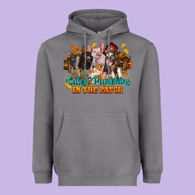 Fall Cutest Pumpkin In The Patch Pig Heavyweight Hoodie Designed By Lillyallendesigns