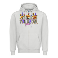 Dove Grey you grow girl Zipper Hoodie - NancyCooperArtShop