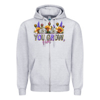 Heather Grey you grow girl Zipper Hoodie - NancyCooperArtShop