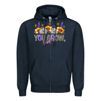 Navy you grow girl Zipper Hoodie - NancyCooperArtShop