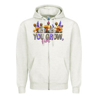 Oatmeal Heather you grow girl Zipper Hoodie - NancyCooperArtShop