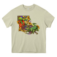 Mossy Louisiana Map With Mardi Gras Crocodile Heavy Core Tee - RanaPortraitStore