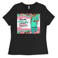 Black she works willingly with her hands afro nurse Ladies Tee - RanaPortraitStore