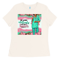 Bone she works willingly with her hands afro nurse Ladies Tee - RanaPortraitStore