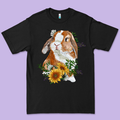 Bunny With Sunflowers Premium Tee Designed By Ranaportraitstore