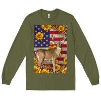 Army Green Western American Deer Long Sleeve Tee - LillyAllenDesigns