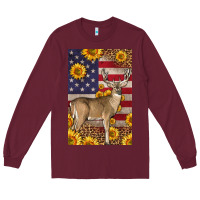 Burgundy Western American Deer Long Sleeve Tee - LillyAllenDesigns