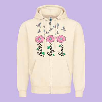Faith Hope Love Zipper Hoodie Designed By Maliassmallbusiness