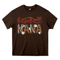 Chocolate Brown baseball nana with leopard Heavy Core Tee - texasbilliewilder