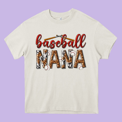 Baseball Nana With Leopard Heavy Core Tee Designed By Texasbilliewilder
