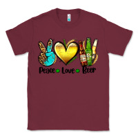 Burgundy peace love beer Classic Tee - AdoDesignShop
