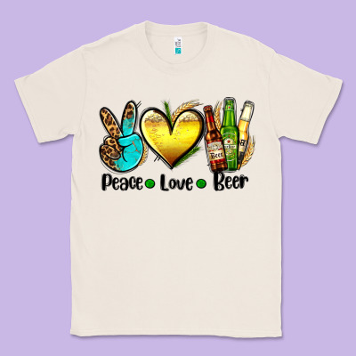 Peace Love Beer Classic Tee Designed By Adodesignshop