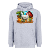 Heather Grey Fall Chicken Heavyweight Hoodie - LillyAllenDesigns