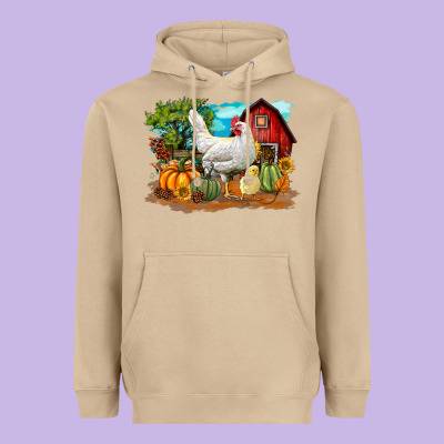 Fall Chicken Heavyweight Hoodie Designed By Lillyallendesigns
