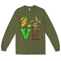 Army Green love mardi gras Long Sleeve Tee - Jasminsmagicworld
