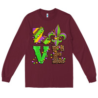 Burgundy love mardi gras Long Sleeve Tee - Jasminsmagicworld