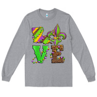 Heather Grey love mardi gras Long Sleeve Tee - Jasminsmagicworld