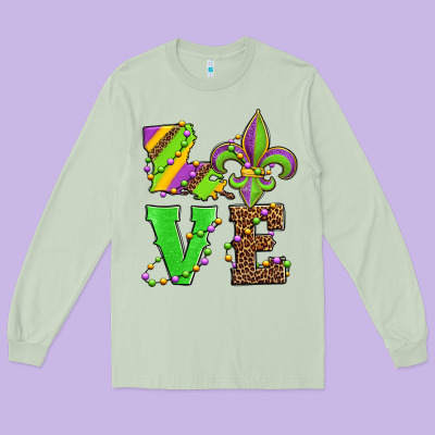 Love Mardi Gras Long Sleeve Tee Designed By Jasminsmagicworld