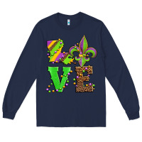 Navy love mardi gras Long Sleeve Tee - Jasminsmagicworld