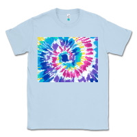 Dusty Blue tie dye background colourful leopard 2 3200x2400 Classic Tee - AdoDesignShop