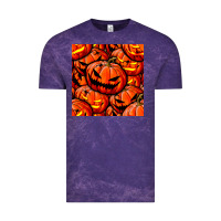 Cloud Purple halloween pumpkin seamless pattern Vintage Tee - BundleAndBundleShop