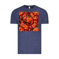 Vintage Denim halloween pumpkin seamless pattern Vintage Tee - BundleAndBundleShop