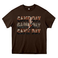 Chocolate Brown game day game day football lightning bolt Heavy Core Tee - Zillion Design Studio