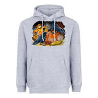Heather Grey Fall Background With Crow Heavyweight Hoodie - LillyAllenDesigns