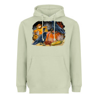 Matcha Fall Background With Crow Heavyweight Hoodie - LillyAllenDesigns