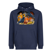 Navy Fall Background With Crow Heavyweight Hoodie - LillyAllenDesigns