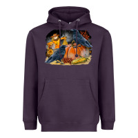 Plum Fall Background With Crow Heavyweight Hoodie - LillyAllenDesigns