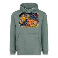 Sage Fall Background With Crow Heavyweight Hoodie - LillyAllenDesigns