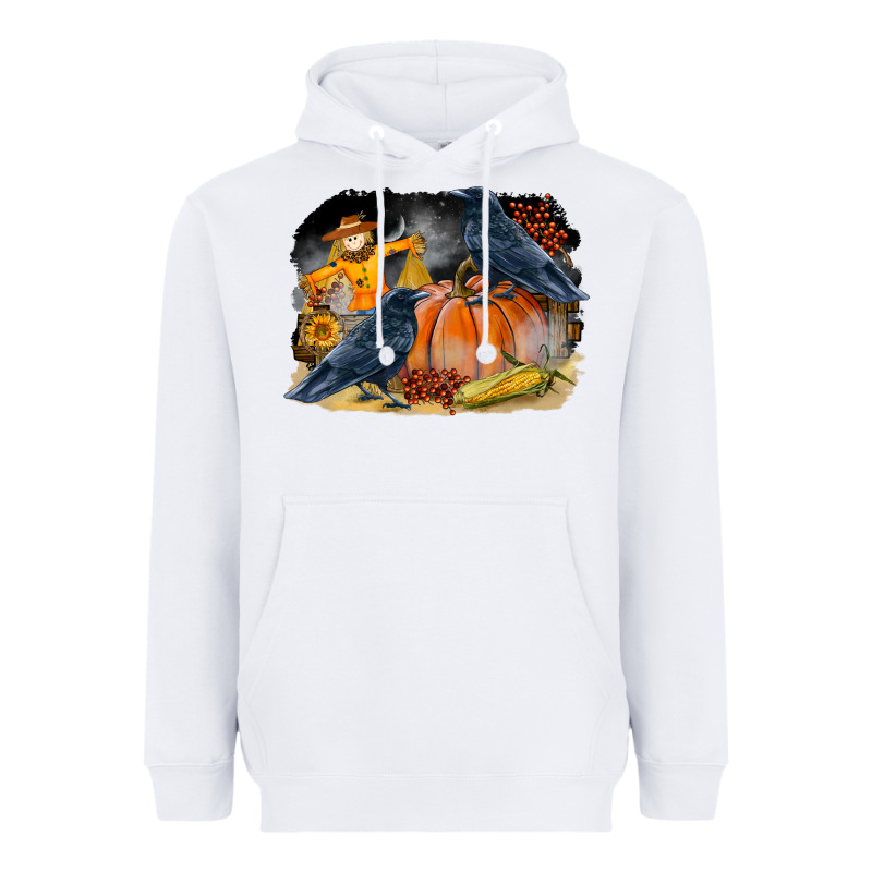 Fall Background With Crow Heavyweight Hoodie by LillyAllenDesigns | Teevron