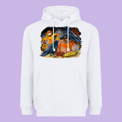Fall Background With Crow Heavyweight Hoodie Designed By Lillyallendesigns