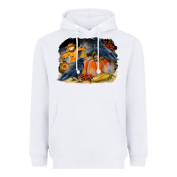 White Fall Background With Crow Heavyweight Hoodie - LillyAllenDesigns