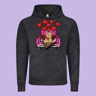 Valentines Day Tedybear Truck Vintage Hoodie Designed By Ranaportraitstore