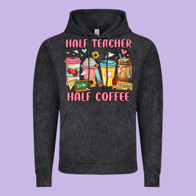 Half Teacher Half Coffee Vintage Hoodie Designed By Jahusdesignshop