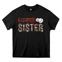 Black baseball sister with leopard Heavy Core Tee - texasbilliewilder