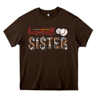 Chocolate Brown baseball sister with leopard Heavy Core Tee - texasbilliewilder