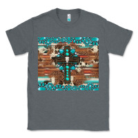 Charcoal Heather gemstone and cross with cowhide Classic Tee - Artiststas