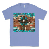 Colony Blue gemstone and cross with cowhide Classic Tee - Artiststas