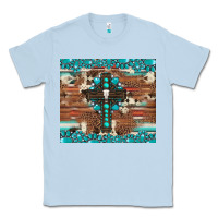 Dusty Blue gemstone and cross with cowhide Classic Tee - Artiststas