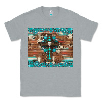 Heather Grey gemstone and cross with cowhide Classic Tee - Artiststas