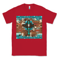 Red gemstone and cross with cowhide Classic Tee - Artiststas