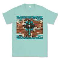 Seafoam gemstone and cross with cowhide Classic Tee - Artiststas